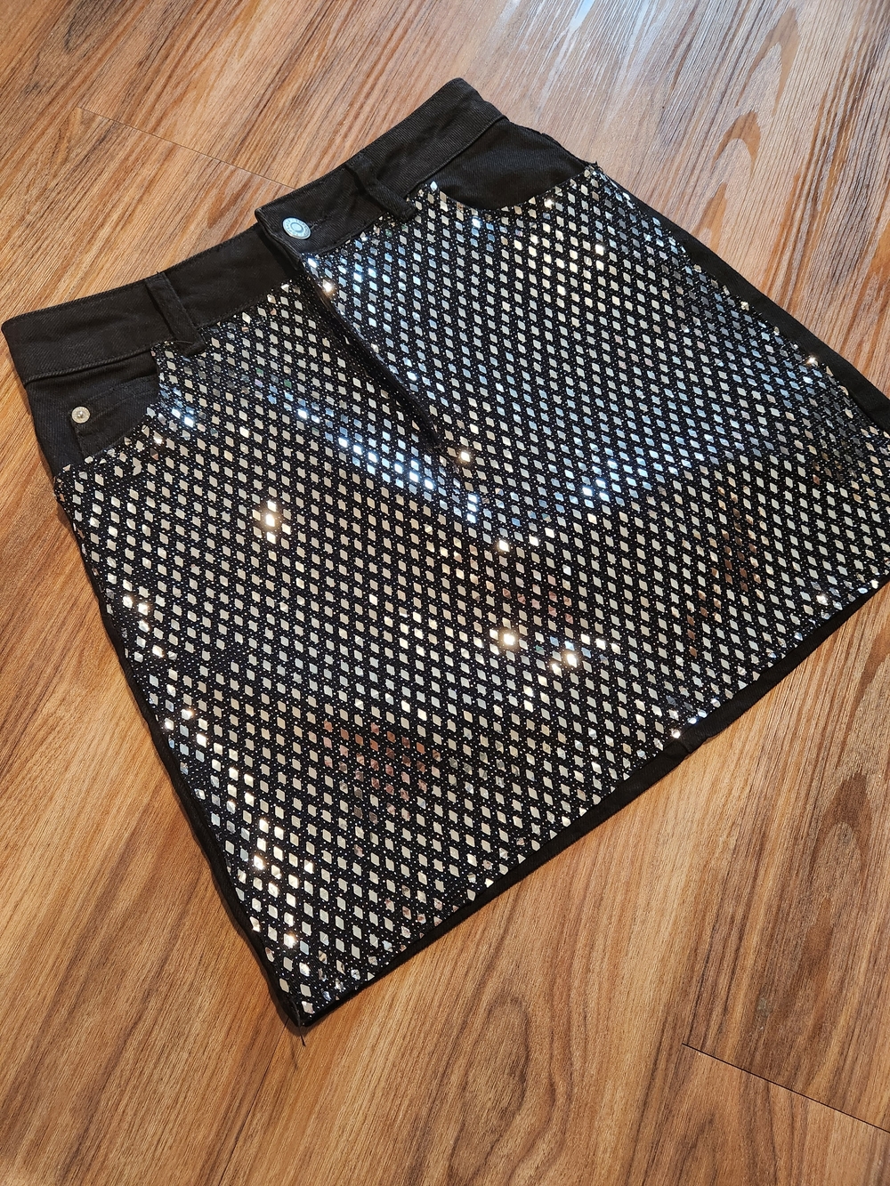 Topshop Black Sequin Mini Skirt